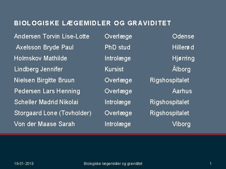 BIO LOGI SKE LÆGEMID LE R OG G RA VI DI TET Andersen Torvin