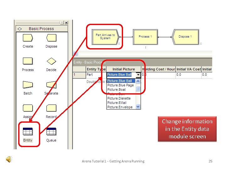 Change information in the Entity data module screen Arena Tutorial 1 - Getting Arena