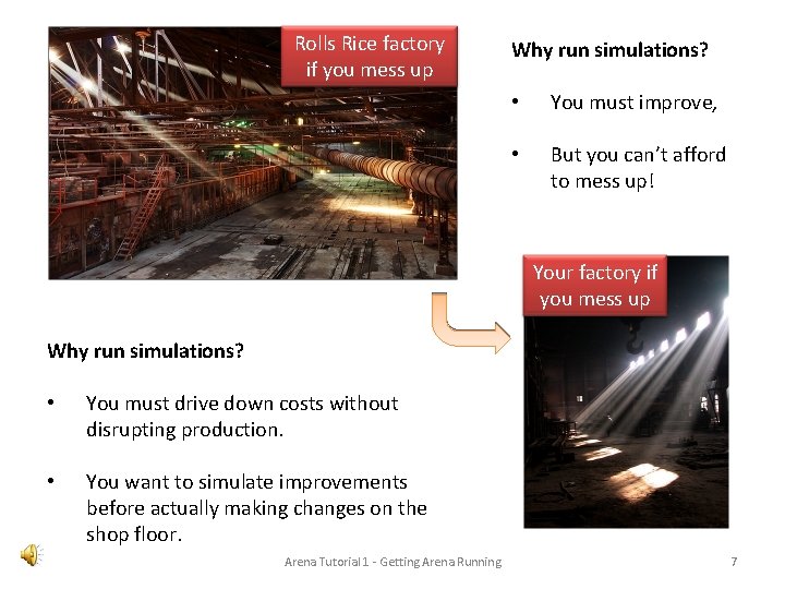 Rolls Rice factory if you mess up Why run simulations? • You must improve,