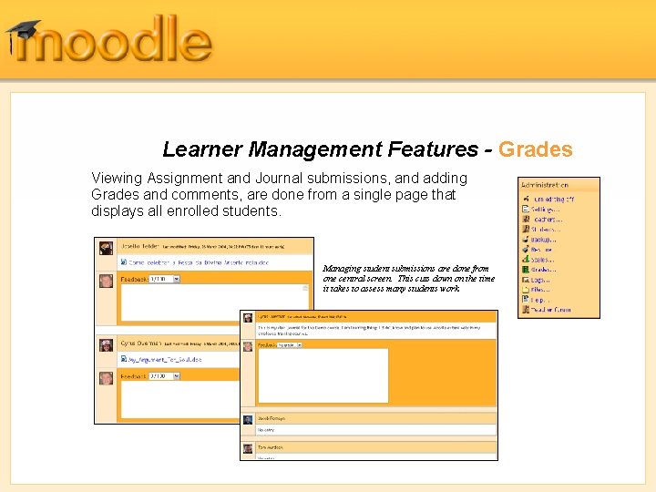 Learner Management Features - Grades Viewing Assignment and Journal submissions, and adding Grades and