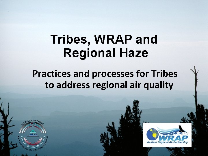 Tribes, WRAP and Regional Haze Practices and processes for Tribes to address regional air