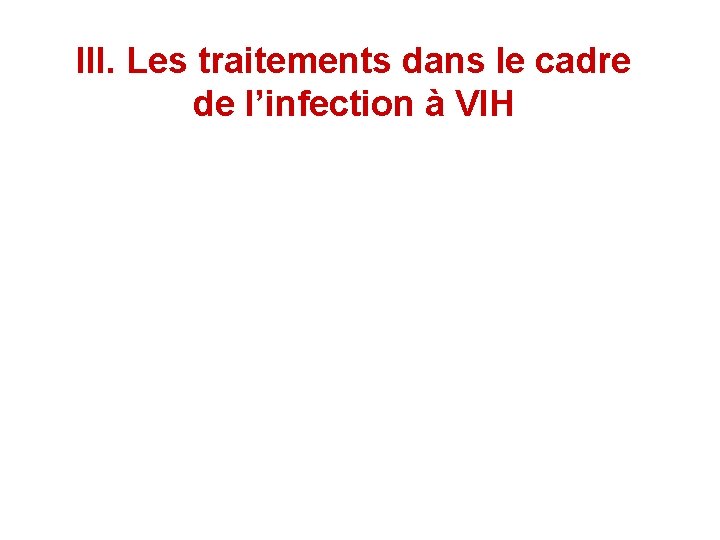 III. Les traitements dans le cadre de l’infection à VIH 