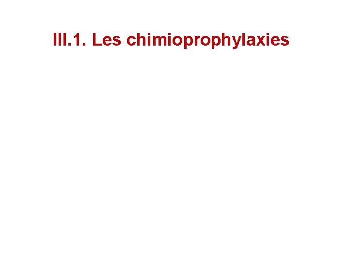 III. 1. Les chimioprophylaxies 