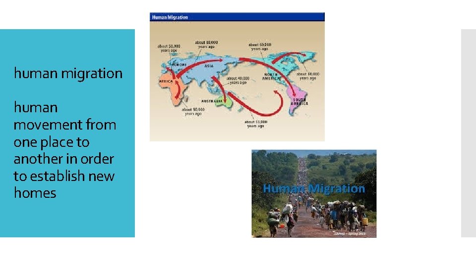 human migration human movement from one place to another in order to establish new