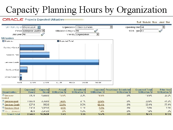 Capacity Planning Hours by Organization Capacity Planning Hours by Organization