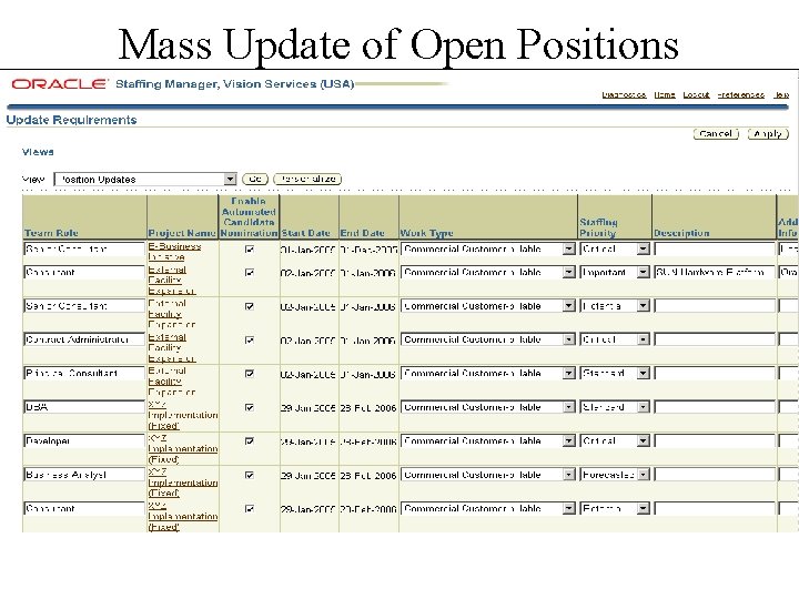 Mass Update of Open Positions Mass Update of Open Positions
