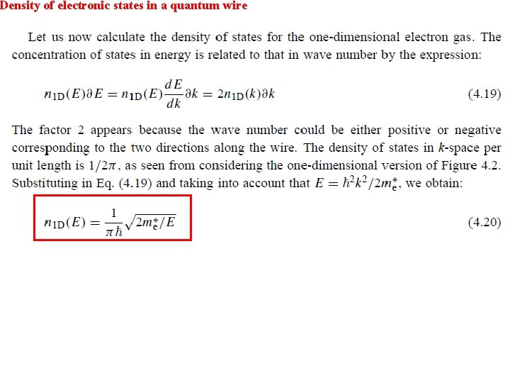 Density of electronic states in a quantum wire 