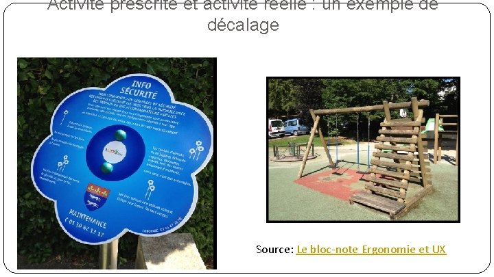 Activité prescrite et activité réelle : un exemple de décalage Source: Le bloc-note Ergonomie