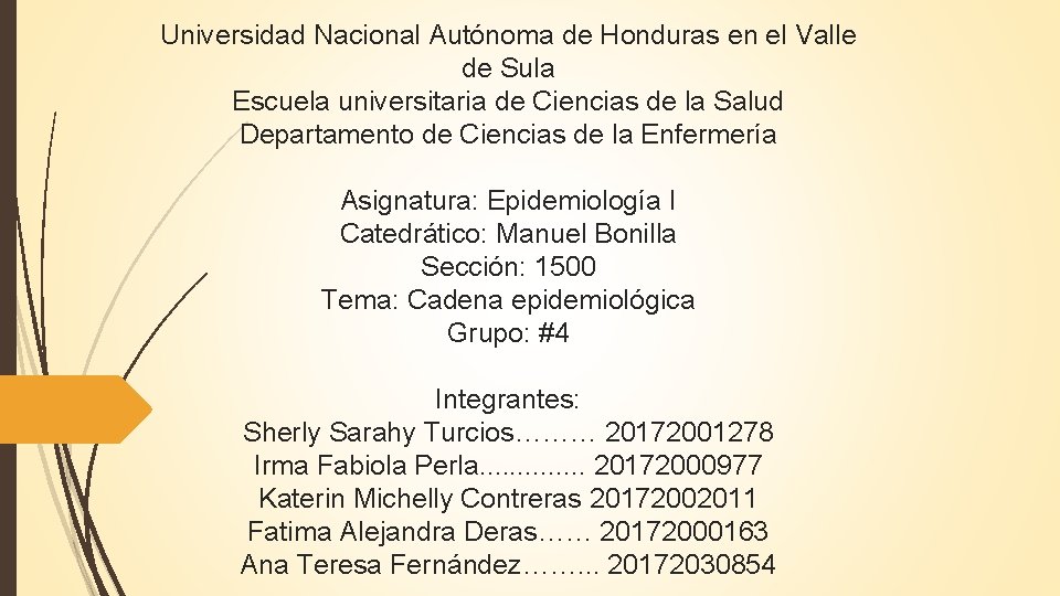 Universidad Nacional Autónoma de Honduras en el Valle de Sula Escuela universitaria de Ciencias