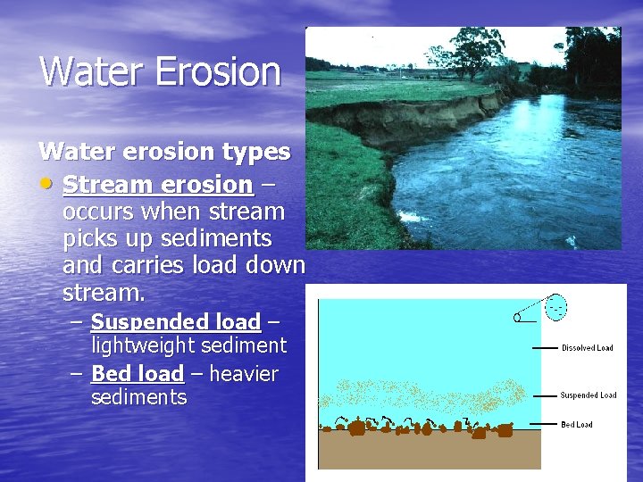 Water Erosion Water erosion types • Stream erosion – occurs when stream picks up