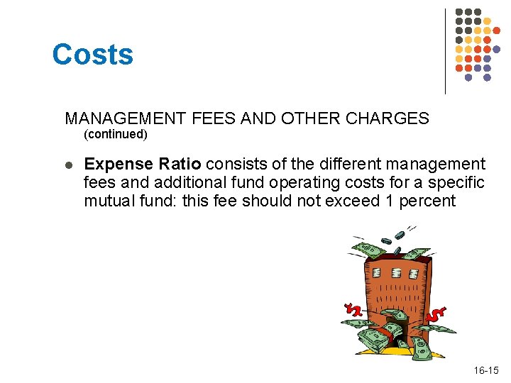 Costs MANAGEMENT FEES AND OTHER CHARGES (continued) l Expense Ratio consists of the different