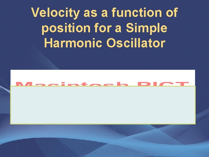 Velocity as a function of position for a Simple Harmonic Oscillator 