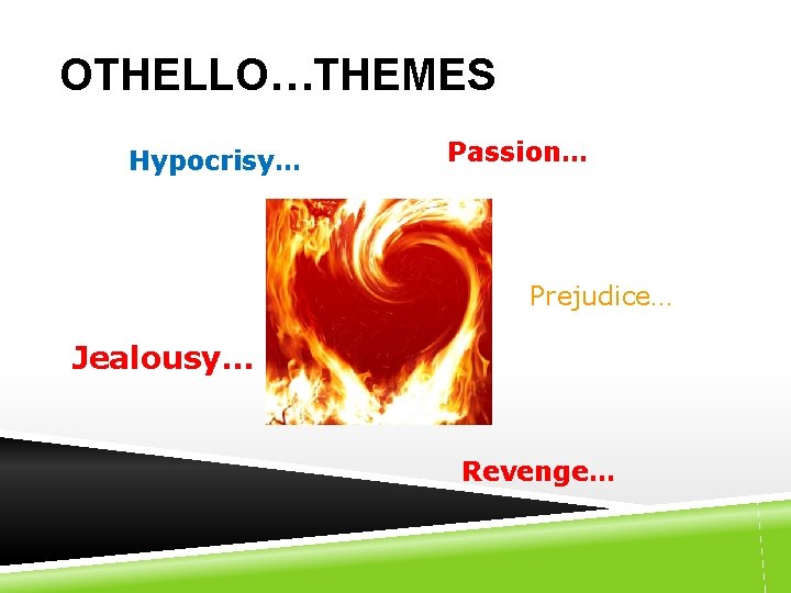 OTHELLO…THEMES Hypocrisy… Passion… Prejudice… Jealousy… Revenge… 