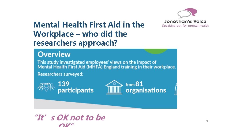 Mental Health First Aid in the Workplace – who did the researchers approach? “It’s Mental Health First Aid in the Workplace – who did the researchers approach? “It’s