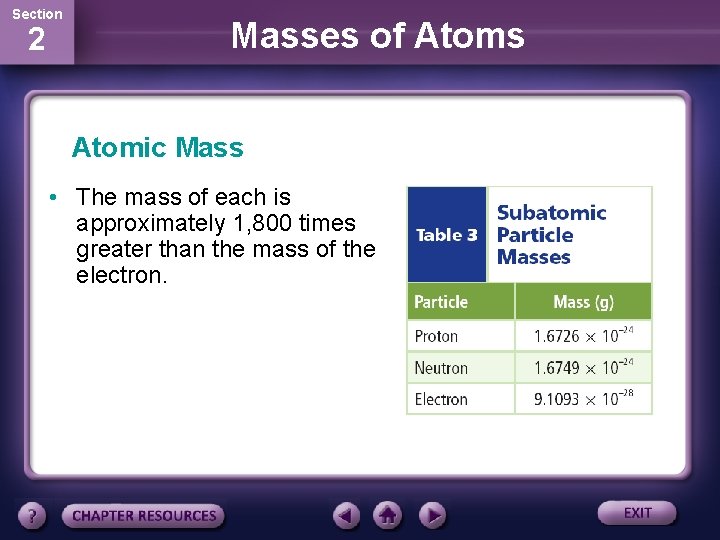 Section 2 Masses of Atoms Atomic Mass • The mass of each is approximately