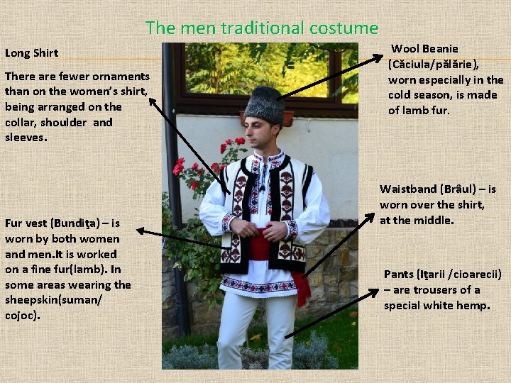 The men traditional costume Long Shirt There are fewer ornaments than on the women’s