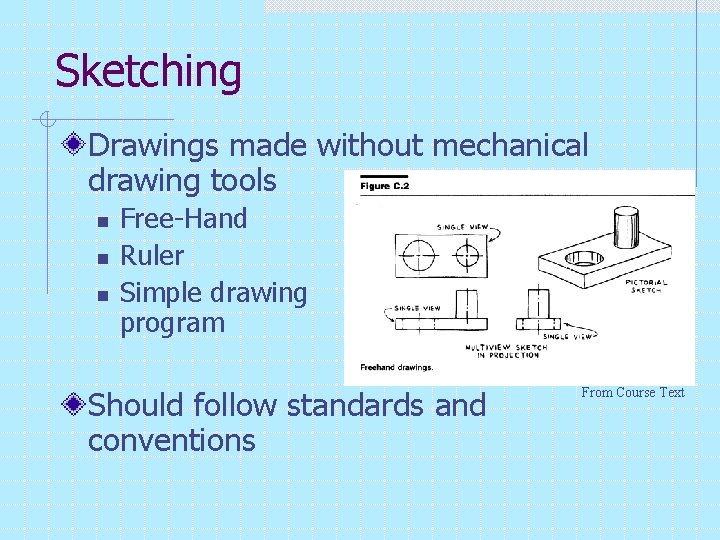 Sketching Drawings made without mechanical drawing tools n n n Free-Hand Ruler Simple drawing