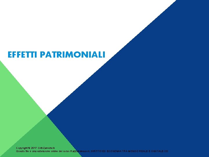 EFFETTI PATRIMONIALI Copyright © 2017 Clitt-Zanichelli Questo file è una estensione online del corso