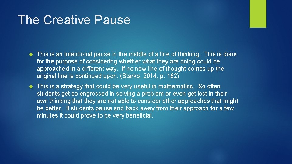 The Creative Pause This is an intentional pause in the middle of a line The Creative Pause This is an intentional pause in the middle of a line