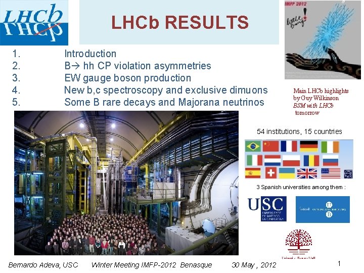 LHCb RESULTS 1. 2. 3. 4. 5. Introduction B hh CP violation asymmetries EW