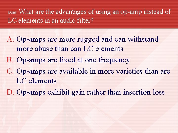 What are the advantages of using an op-amp instead of LC elements in an