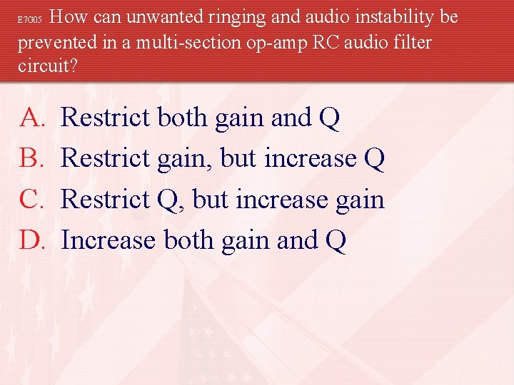 How can unwanted ringing and audio instability be prevented in a multi-section op-amp RC