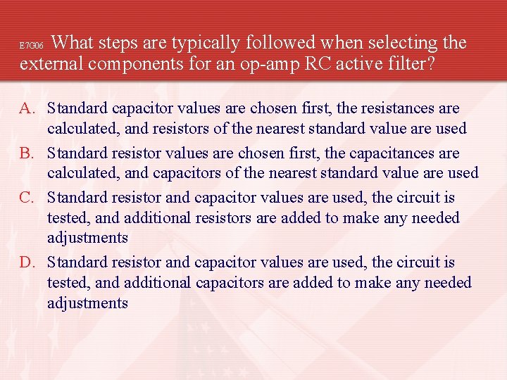 What steps are typically followed when selecting the external components for an op-amp RC