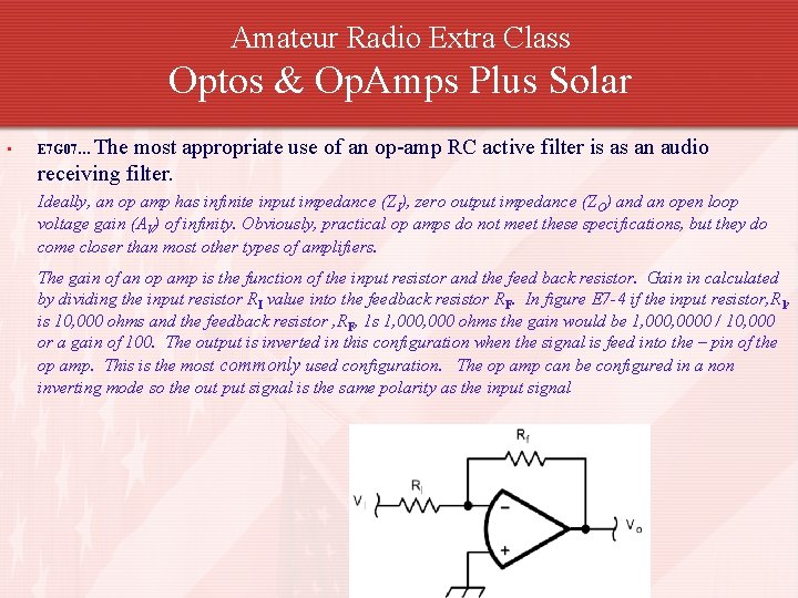 Amateur Radio Extra Class Optos & Op. Amps Plus Solar • The most appropriate