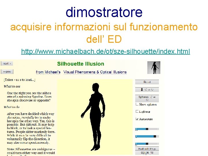 dimostratore acquisire informazioni sul funzionamento dell’ ED http: //www. michaelbach. de/ot/sze-silhouette/index. html 