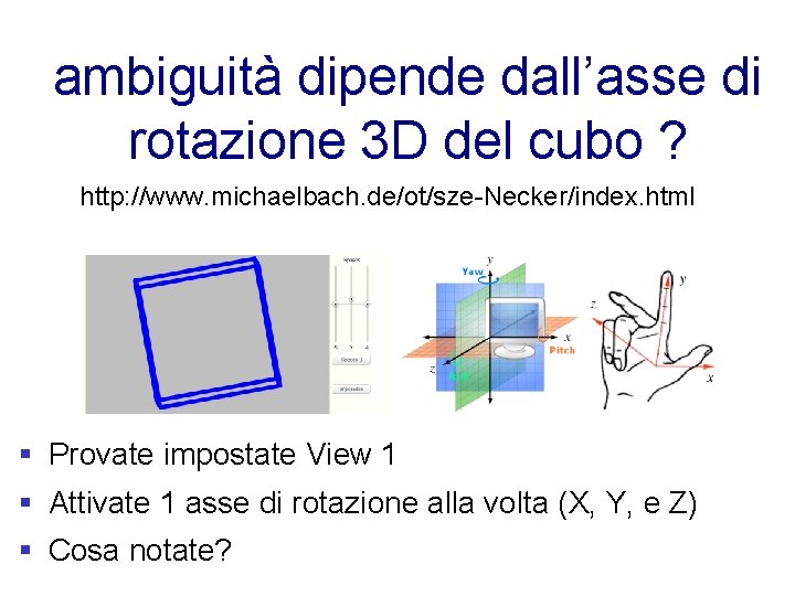 ambiguità dipende dall’asse di rotazione 3 D del cubo ? http: //www. michaelbach. de/ot/sze-Necker/index.