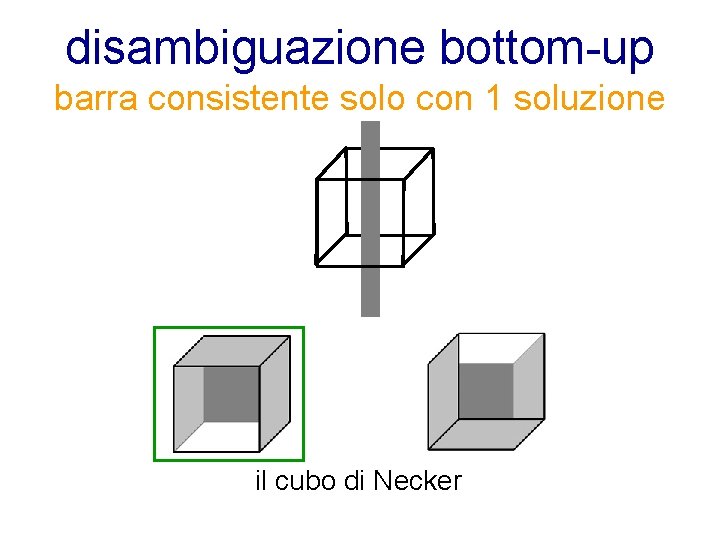 disambiguazione bottom-up barra consistente solo con 1 soluzione il cubo di Necker 