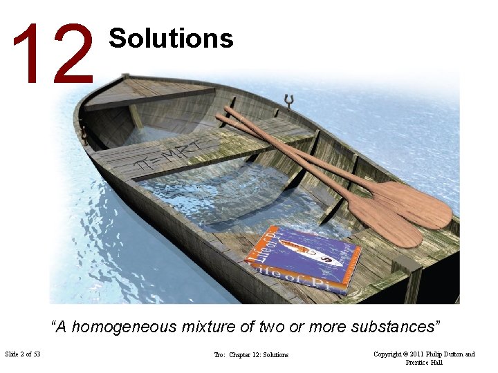 12 Solutions “A homogeneous mixture of two or more substances” Slide 2 of 53