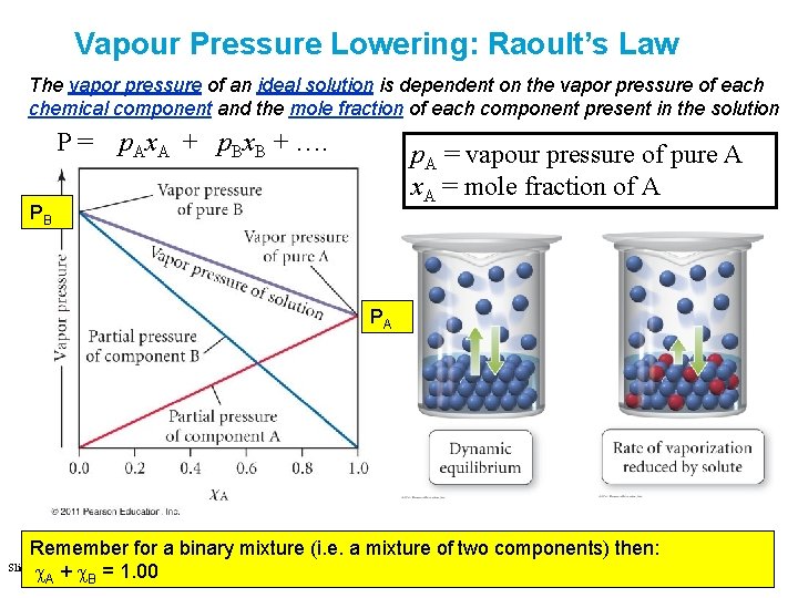 Vapour Pressure Lowering: Raoult’s Law The vapor pressure of an ideal solution is dependent