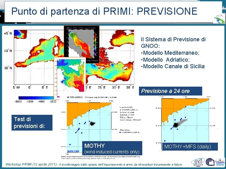 Punto di partenza di PRIMI: PREVISIONE Il Sistema di Previsione di GNOO: • Modello