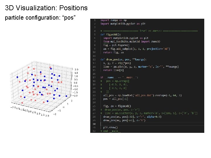 3 D Visualization: Positions particle configuration: “pos” 