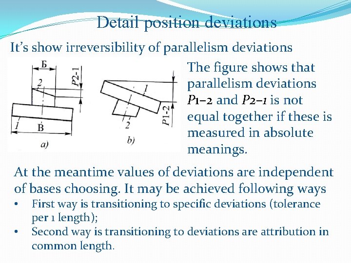 Detail position deviations It’s show irreversibility of parallelism deviations The figure shows that parallelism
