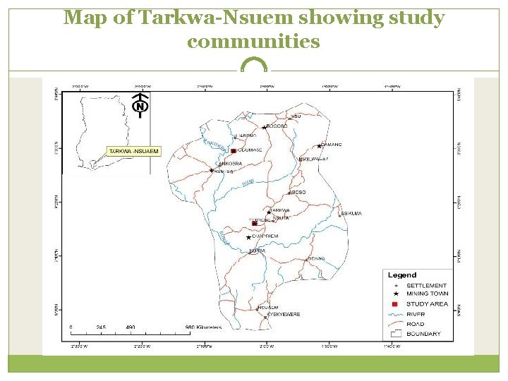Map of Tarkwa-Nsuem showing study communities 
