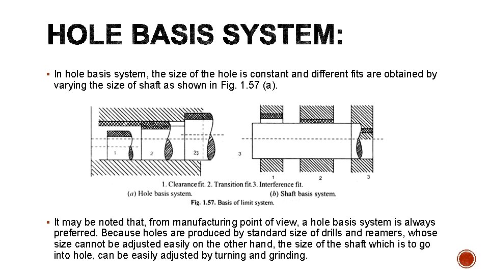 § In hole basis system, the size of the hole is constant and different