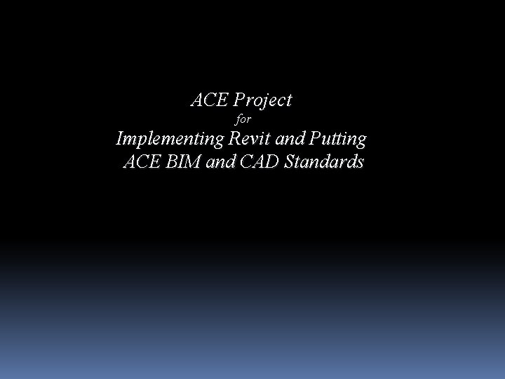 ACE Project for Implementing Revit and Putting ACE BIM and CAD Standards 