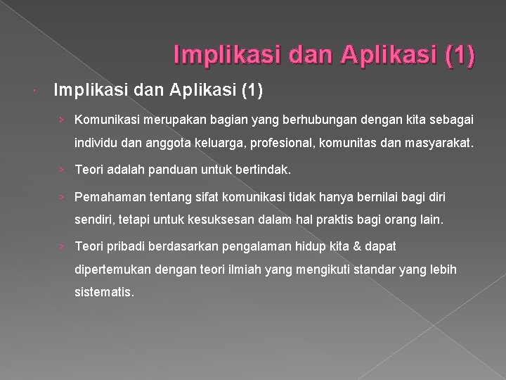 Implikasi dan Aplikasi (1) › Komunikasi merupakan bagian yang berhubungan dengan kita sebagai individu