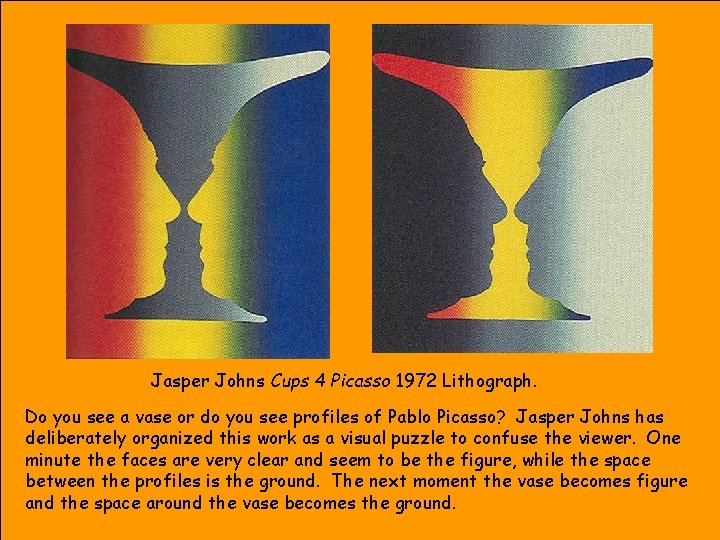 Jasper Johns Cups 4 Picasso 1972 Lithograph. Do you see a vase or do