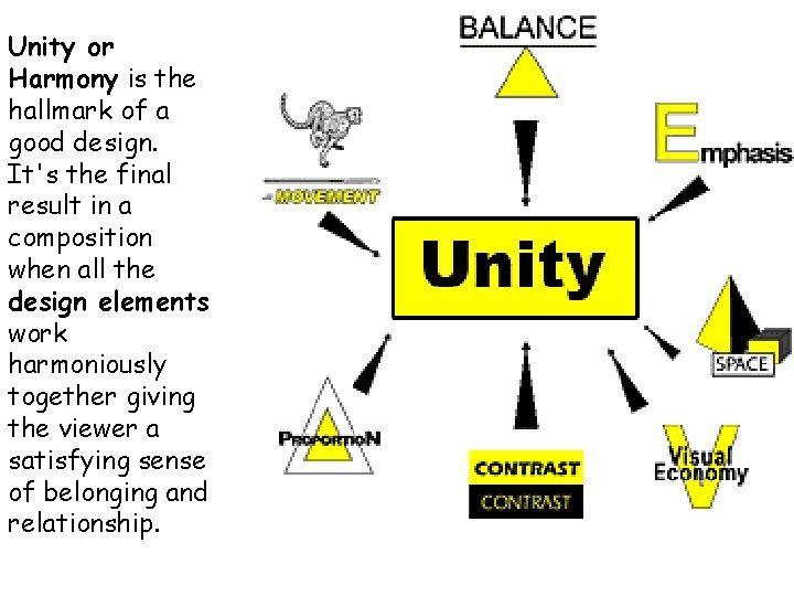 Unity or Harmony is the hallmark of a good design. It's the final result