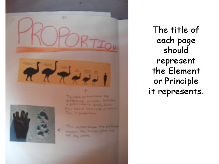 The title of each page should represent the Element or Principle it represents. 