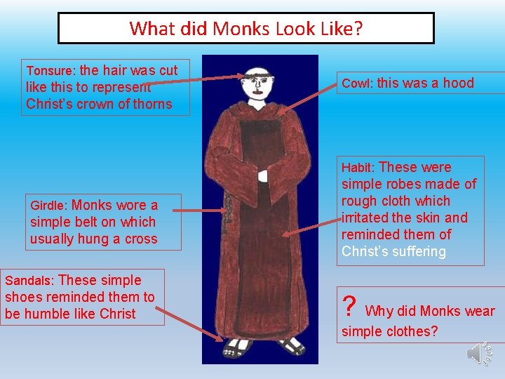 What did Monks Look Like? Tonsure: the hair was cut like this to represent