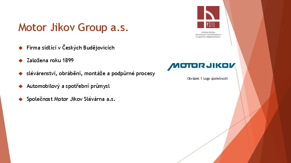 Motor Jikov Group a. s. Firma sídlící v Českých Budějovicích Založena roku 1899 slévárenství,