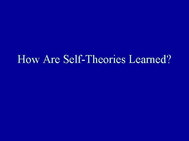 How Are Self-Theories Learned? 