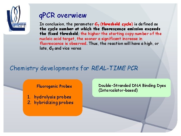 q. PCR overwiew In conclusion, the parameter CT (threshold cycle) is defined as the