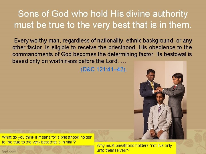 Sons of God who hold His divine authority must be true to the very