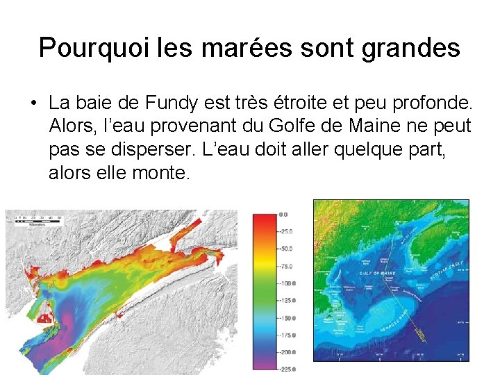 Pourquoi les marées sont grandes • La baie de Fundy est très étroite et