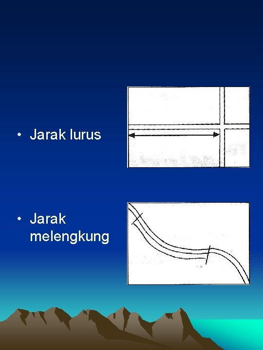  • Jarak lurus • Jarak melengkung 